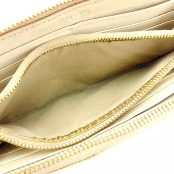 miumiu Wallet Purse Long Wallet Beige Gold Woman Authentic Used - Picture 6 of 6